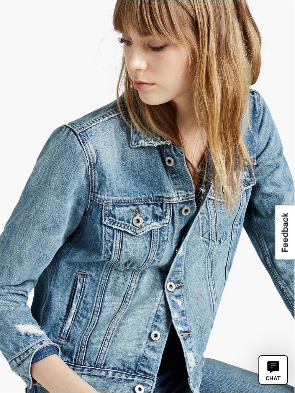 Classic and Perfectly Distressed  Blue Tomboy Trucker Denim Jacket